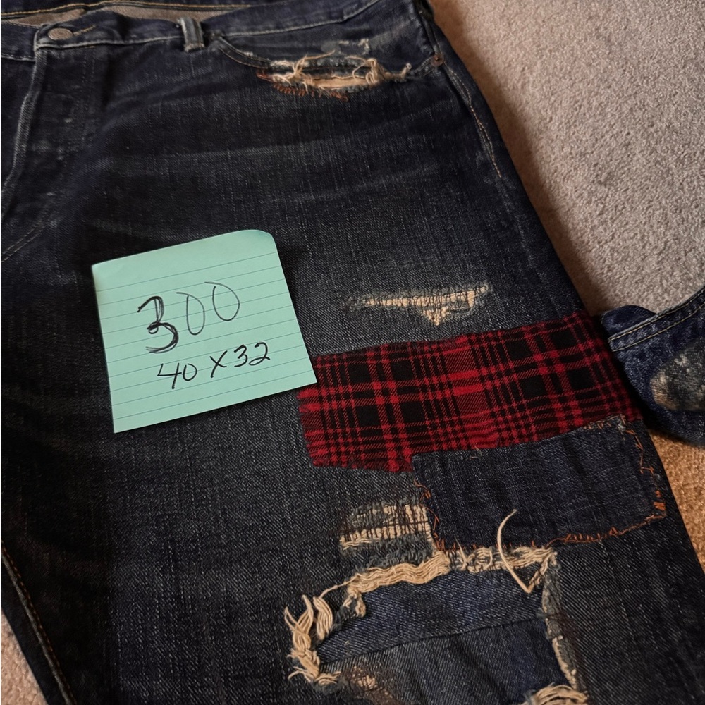 Polo Ralph Lauren Men's Slim Jeans with Red Plaid Accent